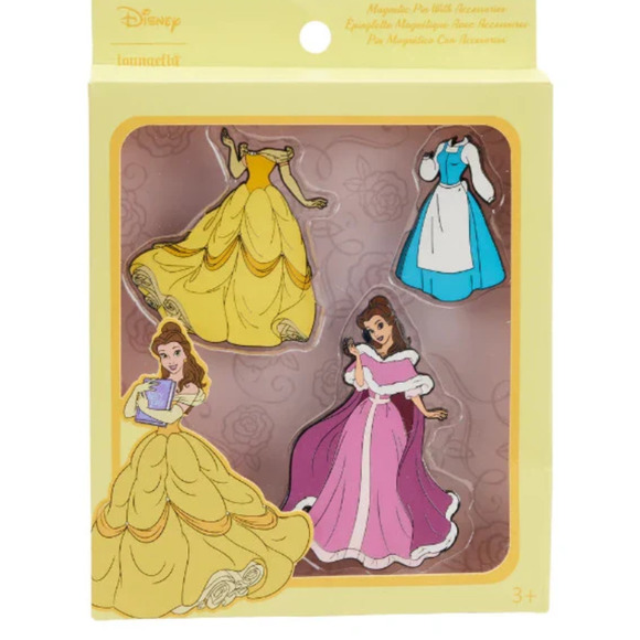 Loungefly Disney Beauty and the Beast  Belle Magnetic Paper Doll Pin Set NWT - Picture 3 of 3